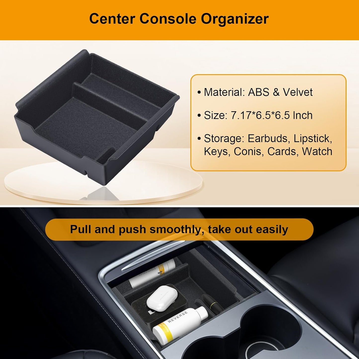 Center Console Organizer Tray 5PCS for Tesla Model Y Accessories 2024-2020(Not Fit 2024 2025 Model Y Juniper) Armrest Storage Tray, Hidden Storage Box, Cup Holder Insert, Under Seat Storage Box
