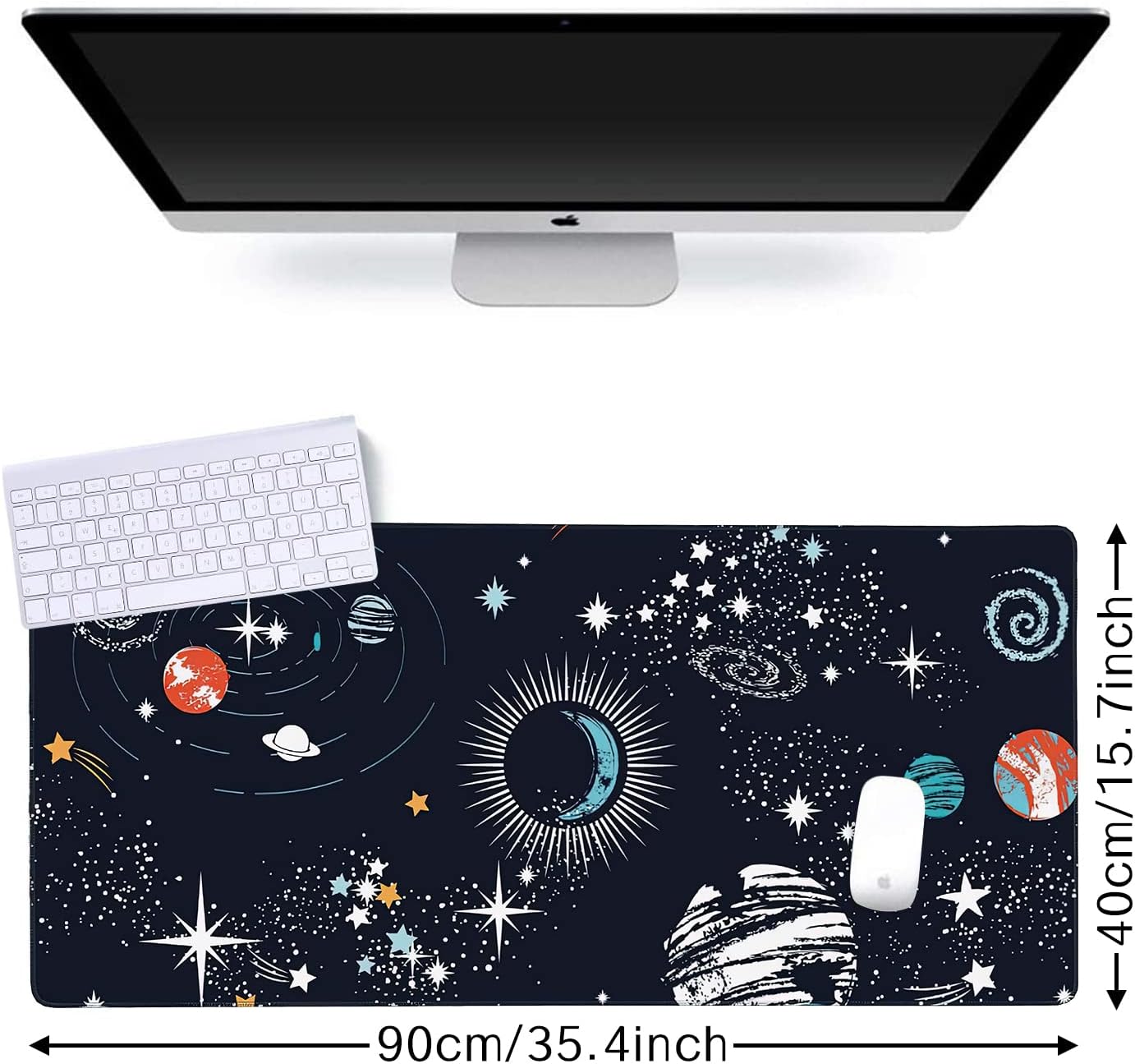 Space Galaxy Gaming Mouse Pad XXL Large Desk Mouse Pad Keyboard Mat with Stitched Edges Waterproof Non-Slip Desk Mat for Laptop,Keyboard,Computer 35.4 * 15.7 Inch