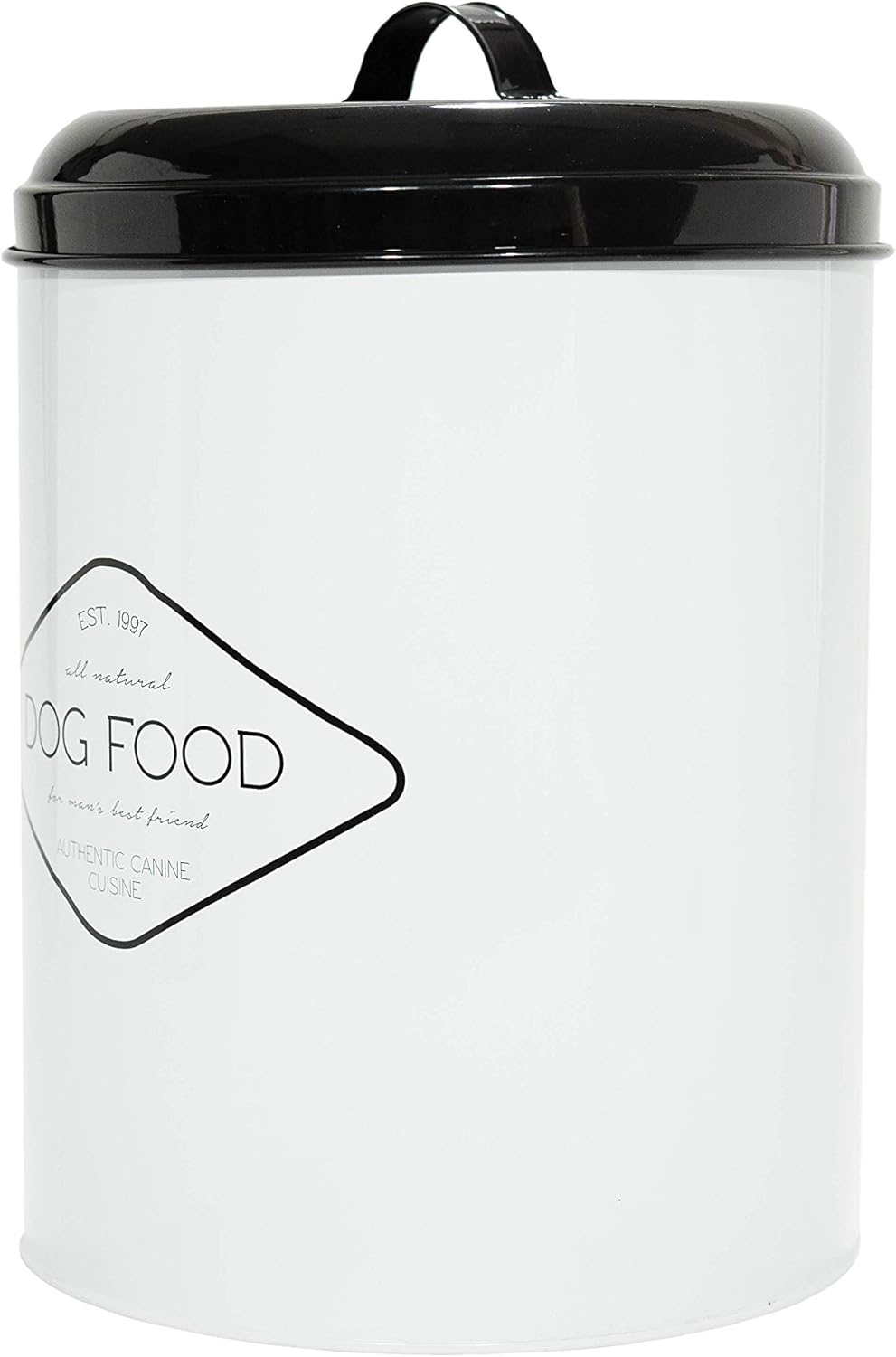 Amici Pet, , Buster All Natural Dog Food Large Metal Storage Bin, White