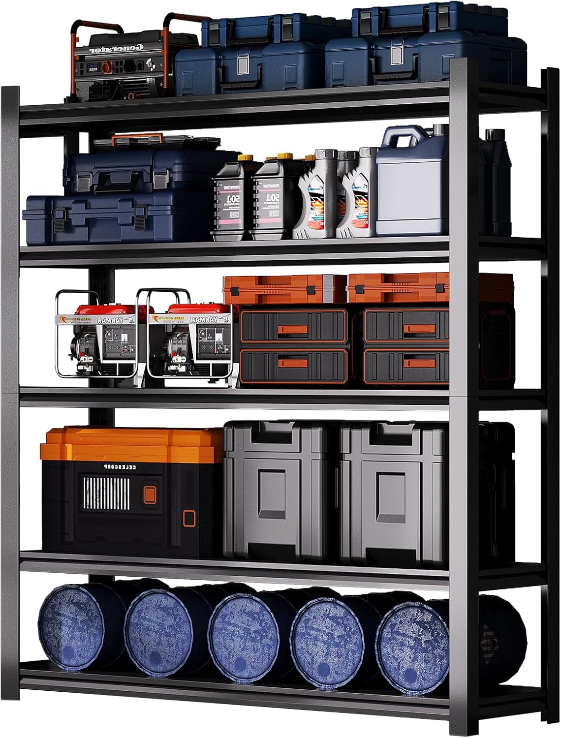 Dyoung 72" H Garage Storage Shelves Adjustable 5 Tier Metal Shelves Heavy Duty 2500LBS Capacity Industrial Shelving Units Rack for Warehouse Basement Garage, Black (19.5" D×59" W×72" H)