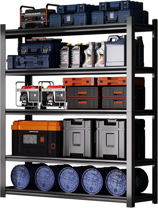 Dyoung 47. 2" W Garage Storage Shelves Adjustable 5 Tier Metal Shelves Heavy Duty 2200LBS Capacity Industrial Shelving Units Rack for Warehouse Basement Garage, Black (19.6" D×47.2" W×72" H)