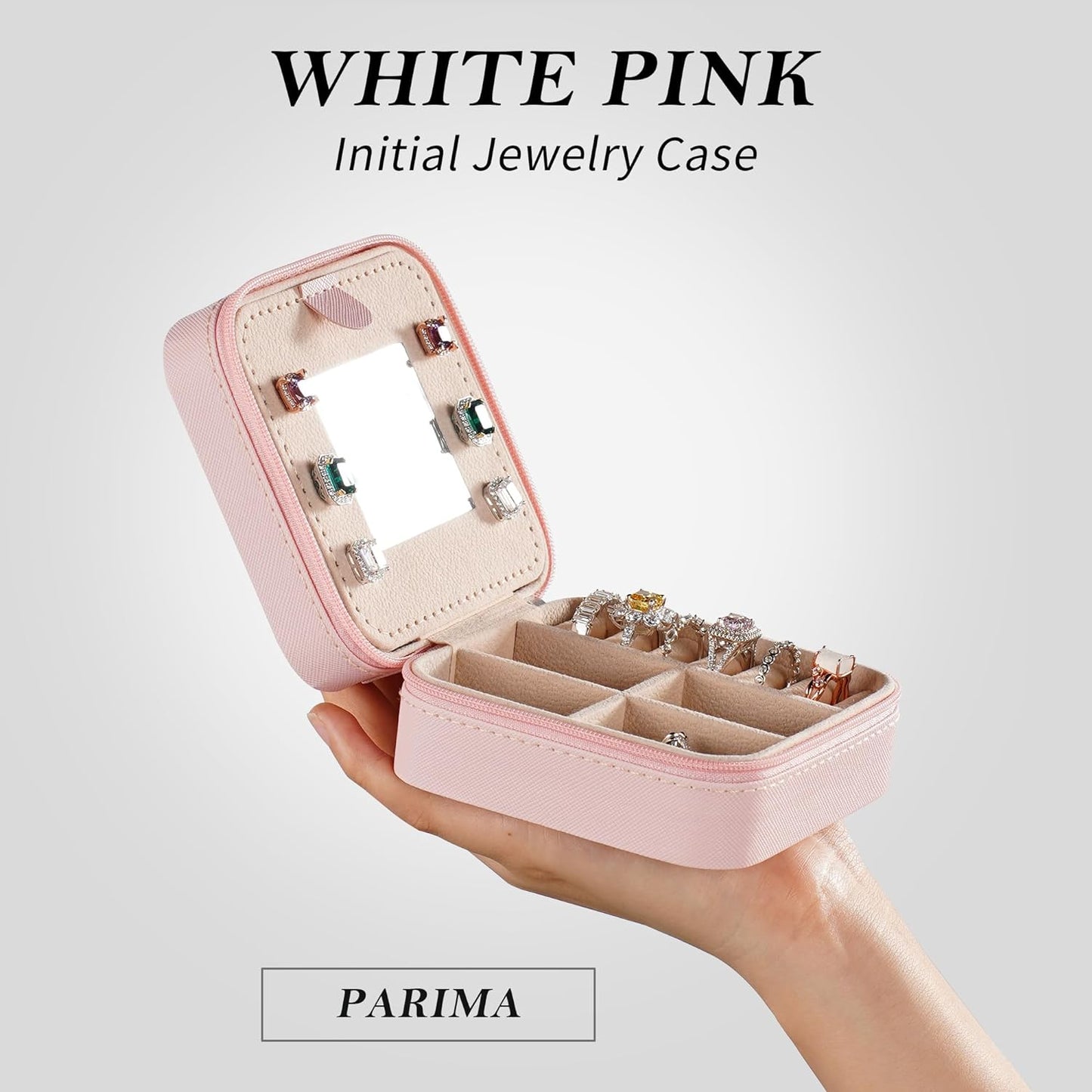 Parima Teen Girl Gifts Trendy Stuff - Travel Jewelry Boxes for Girls, Necklace Earring Organizer, 4-16 Year Old Birthday Gifts for Teen Girls, Christmas Gifts for Girl 2025 - Letter B, Pink