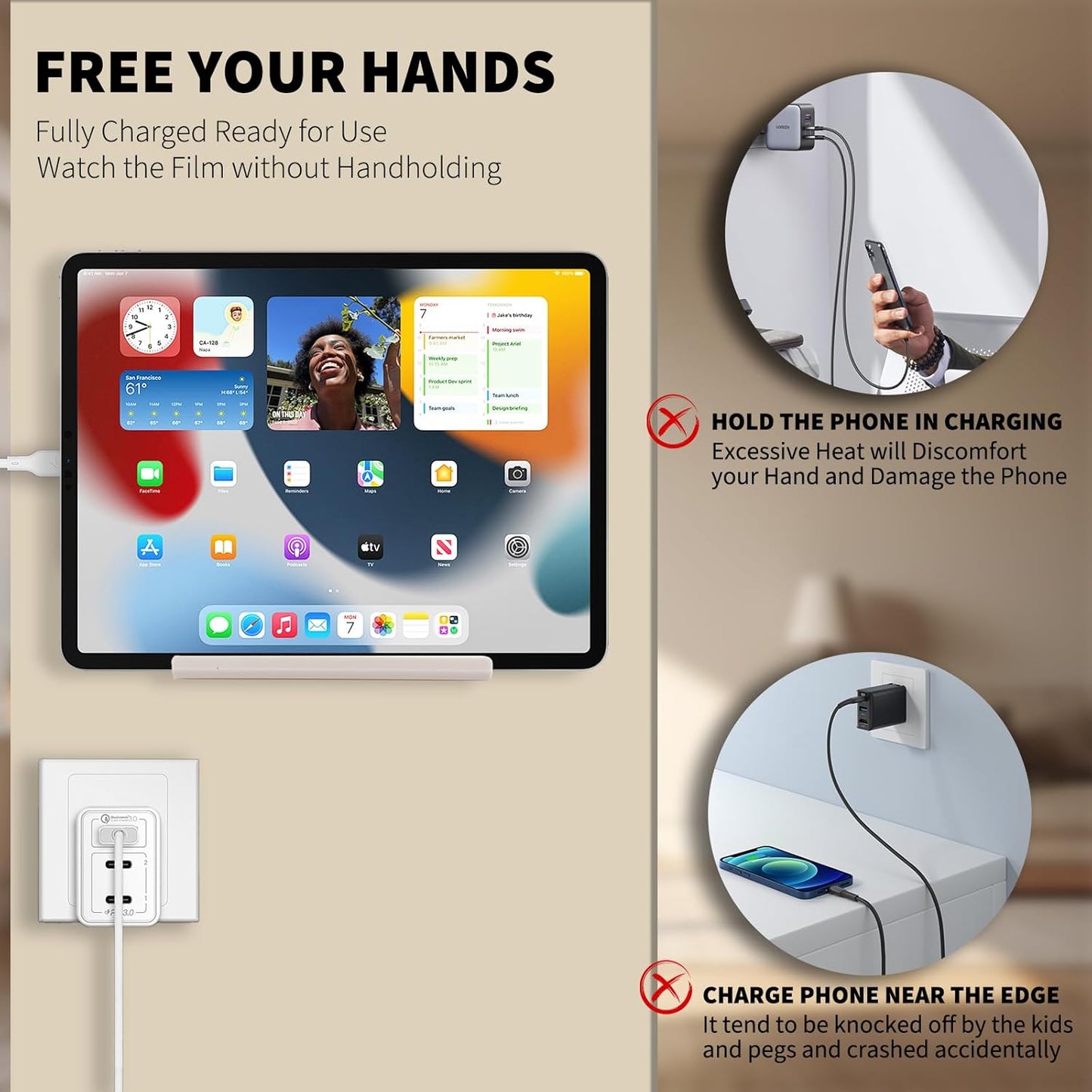 Adhesive Tablet Wall Mounted Phone Holder Acrylic Floating Shelves,eReader Wall Smartphone Holder Stand for Bedroom,Living Room,Dorm,Office Display Shelf (Black)