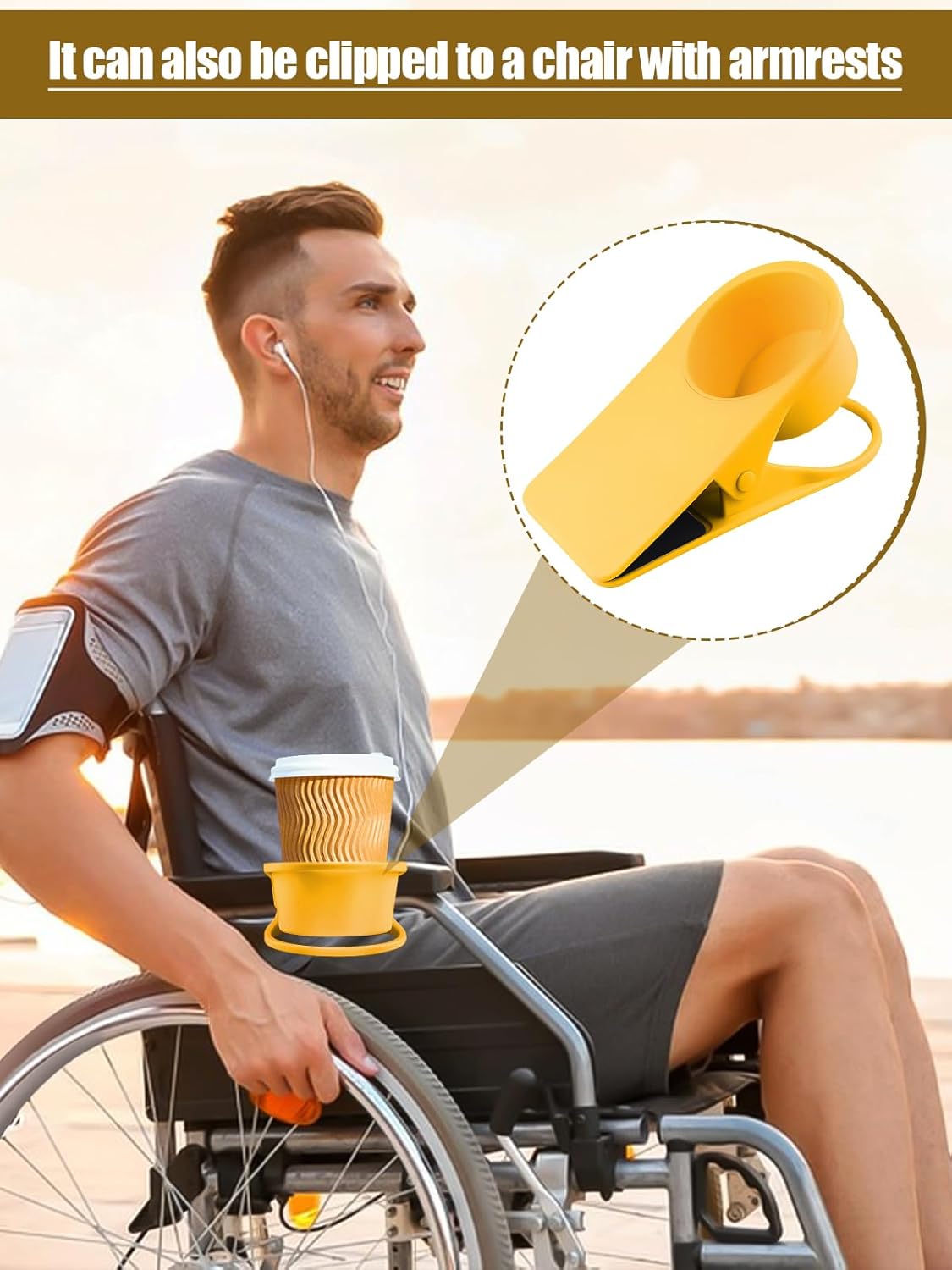 Kalolary 2-Pack Table Edge Cup Holder - Versatile Clip for Drinking Cups, Mugs & Bottles - Ideal for Home, Office & School (Yellow)