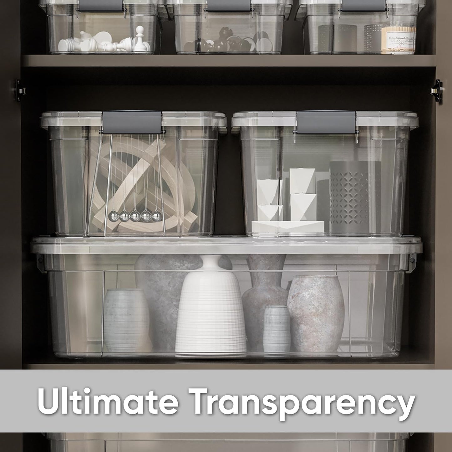 Superio Storage Bins with Lids- 6 Pack, 4.5 Qt Clear Boxes for Organizing, Stackable Plastic Containers- BPA Free, Non-Toxic, Odor Free, Organizer for Home, Office, Dorm