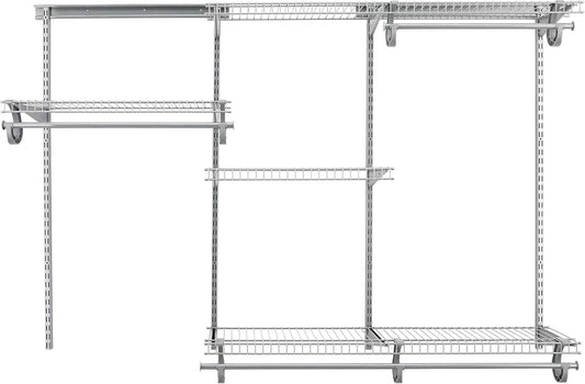 ClosetMaid ShelfTrack Wire Closet Organizer System, Adjustable from 4 to 6 Ft., With Shelves, Clothes Rods, Hardware, Durable Steel, Satin Chrome