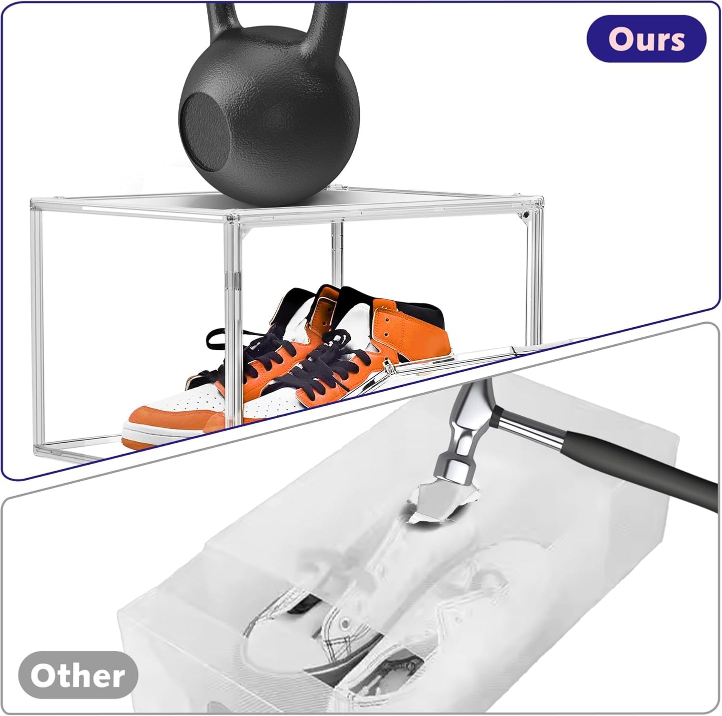 12 Pack Acrylic Shoe Large Storage Box with Magnetic Door Size 13 Clear Stackable Shoe Organizer for Closet Space Saving Shoe Cabinet Sneaker Display Case
