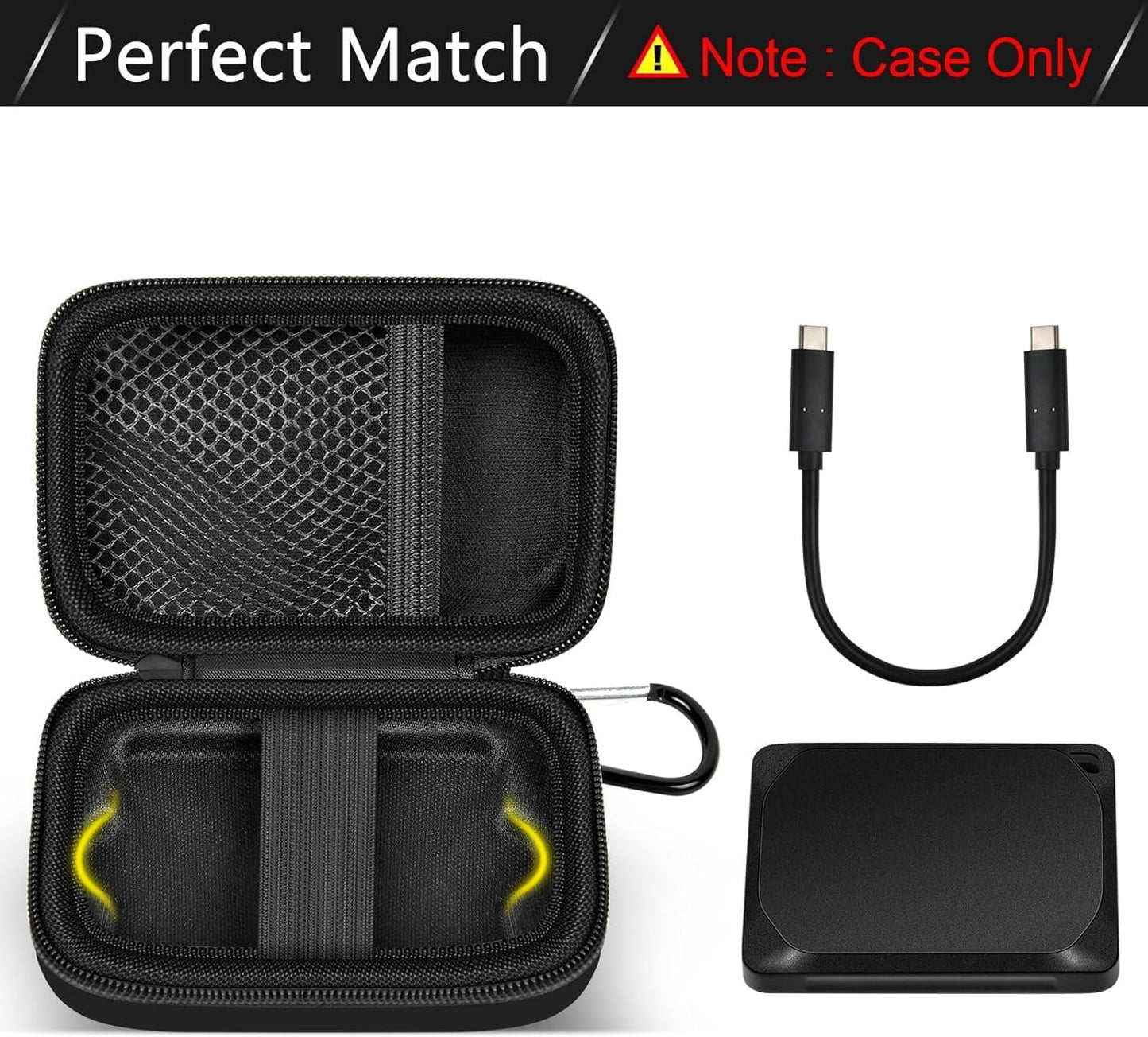 Carrying Case for Crucial X10/ X9 Pro 8TB/ 6TB/ 4TB Portable SSD, 2TB/ 1TB External Solid State Drive Hard Storage Holder Bag with Mesh Pocket Fits for USB-C Cable (Box Only)