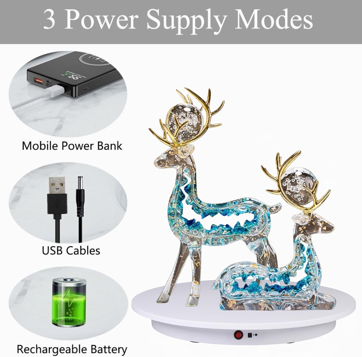 JAYEGT Motorized Rotating Display Stand，350Lbs Load ，360 Degree Electric Rotating Turntable for Photography Products Display，Live Show,Remote Control +5 Colors Backgrounds (White/23.6Inch /Rechargeable)