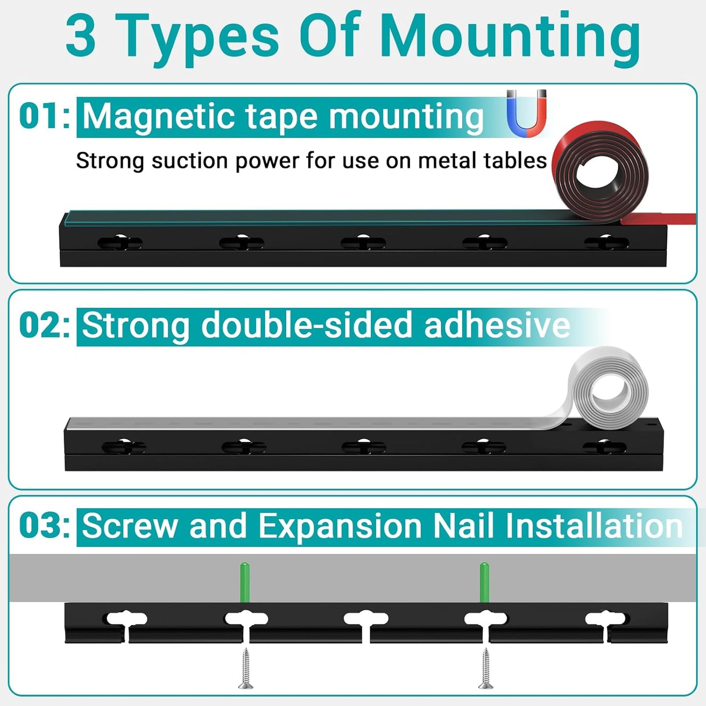 Cable Hider Raceway Kit, Magnetic Cable Management Under Desk with Upgraded Aesthetic Large Hole, Cord Organizer Kit for Hiding Computer, Gaming Desk, Network, Power Cord, TV - 4PCS 4x15.7in Black
