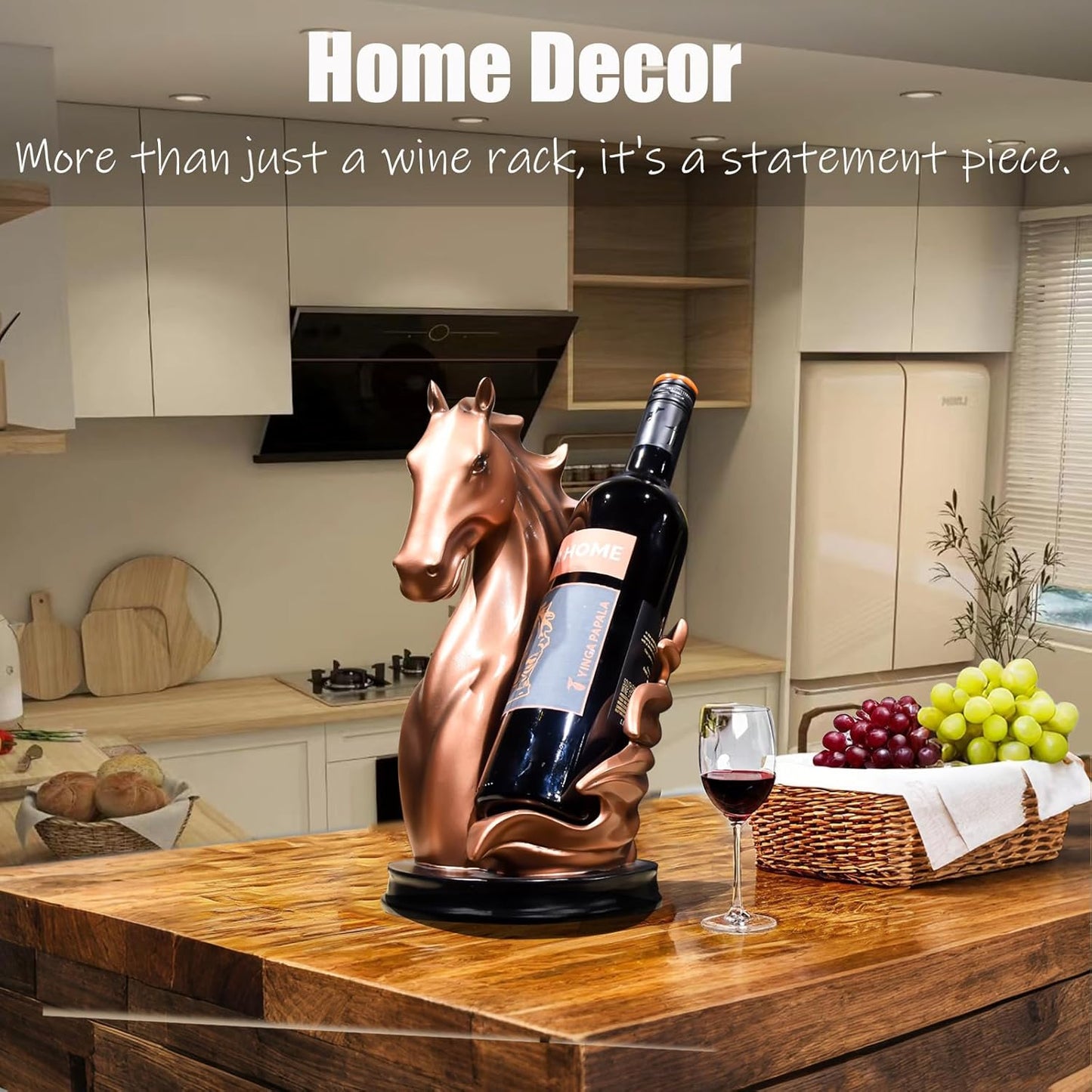 Wine Bottle Holder Wine Racks Tabletop Horse Statue as Home Kitchen Wine Cellar Decorative Storage Organizer, Whimsical Decor Horse Decor Horse Wine Lovers Gifts for Women (Bronze)