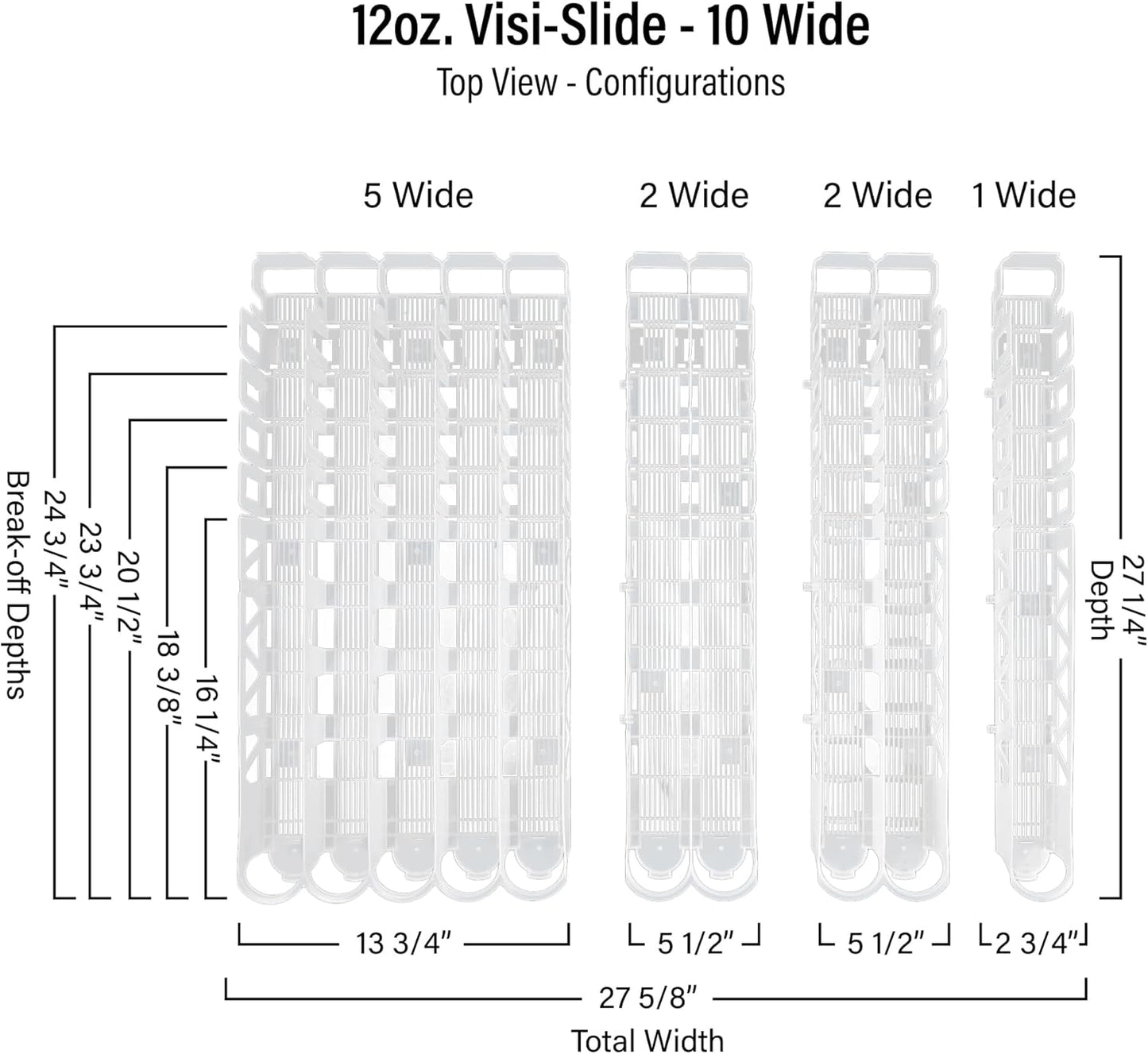 Display Technologies Visi-Slide Gravity Fed Organizer for 12/16oz low ring Beverages on Flat and Angled Shelves in Cold Vaults & Coolers, Drink Organizer (Pack of 2)