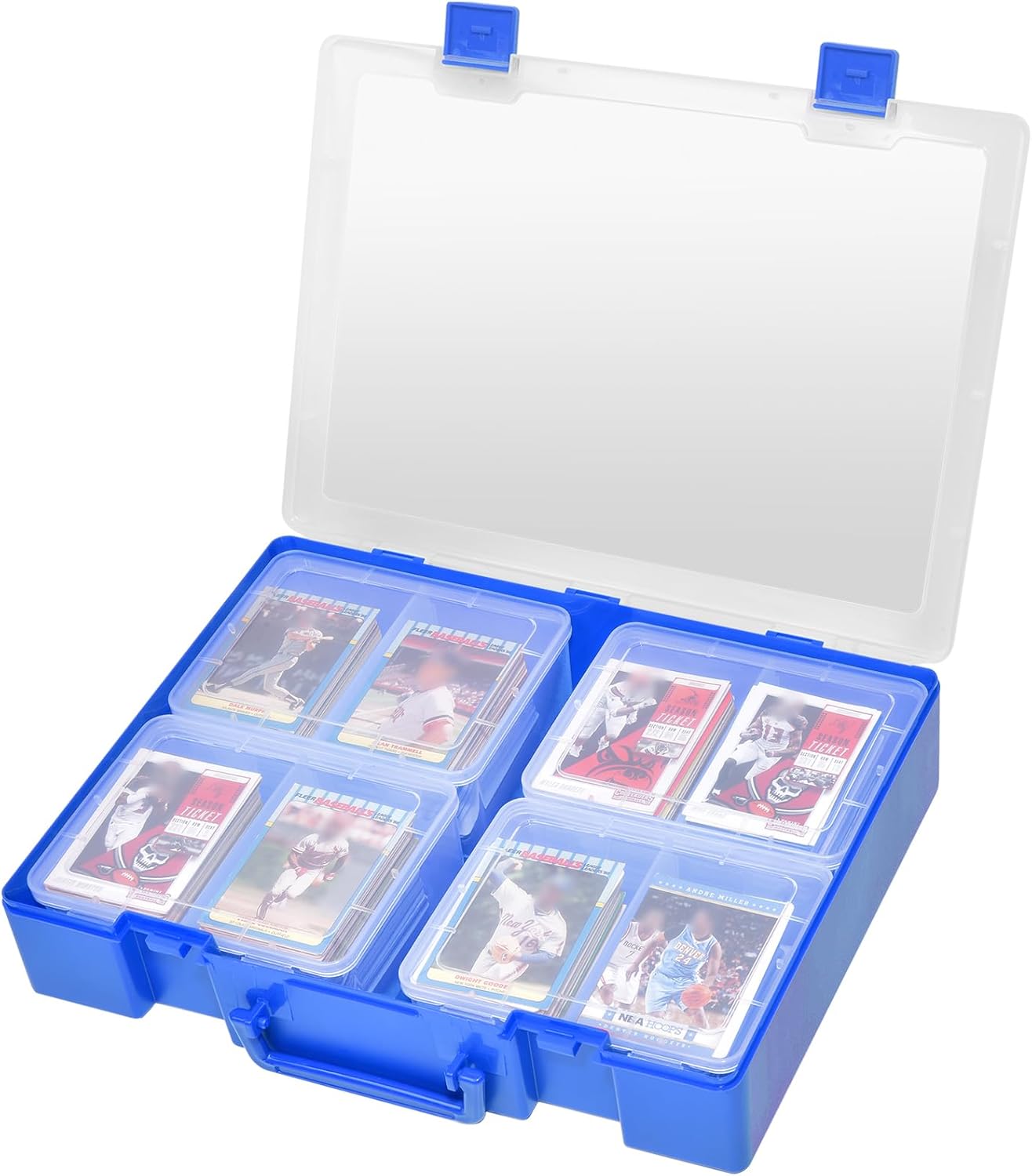 ALCYON 1600+ Baseball Card Storage Box, Sports Cards Holder Organizer Hard Plastic Display Case Compatible with Baseball/Football/for MTG/for PM for Collector (blue)