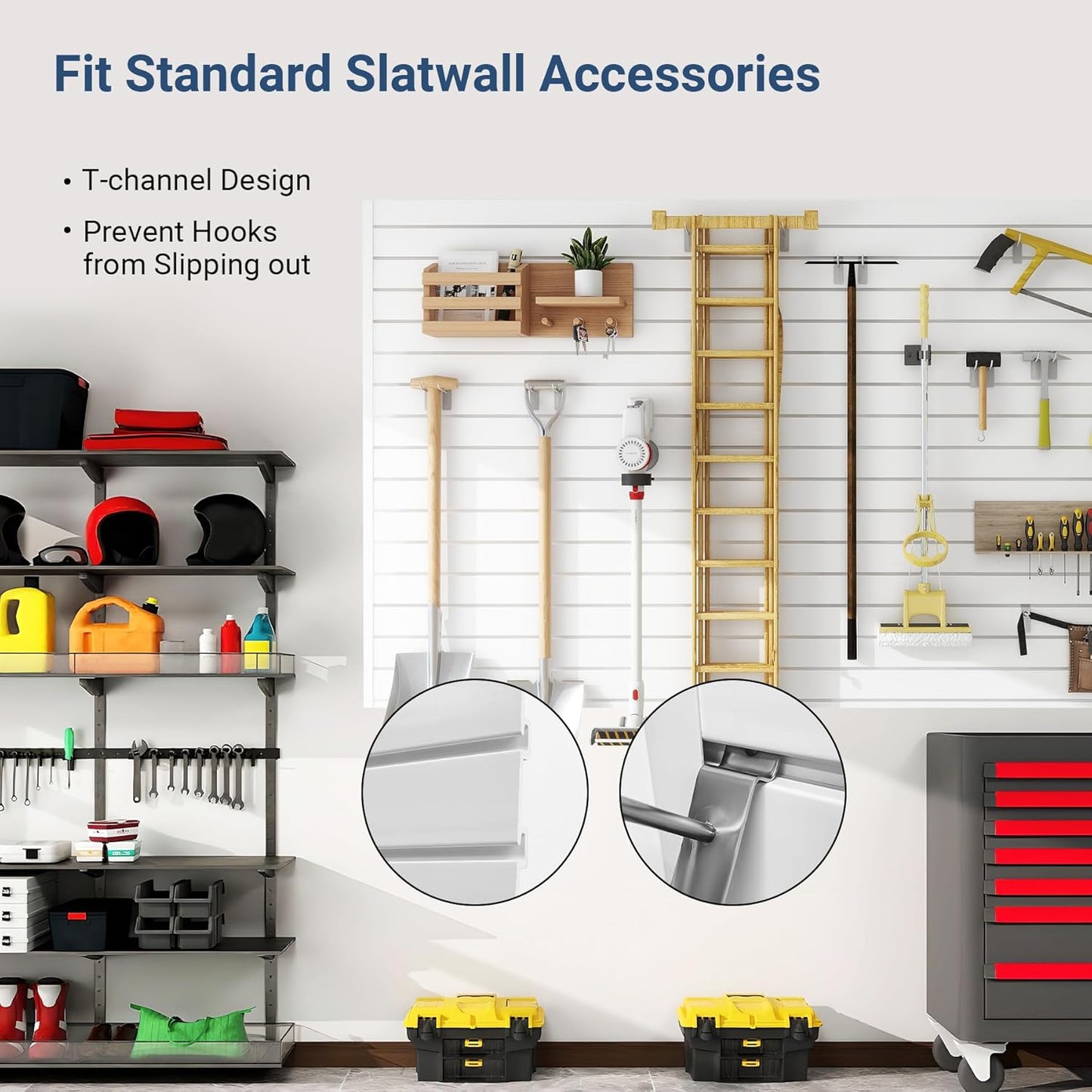 Slatwall Panel 8 FT x 4 FT, Interlocking Slat Wall Paneling, Wall Mounted PVC Wallpanel, Suitable for Garage Storage and Organizer, Slatwall Board, Shelves - White