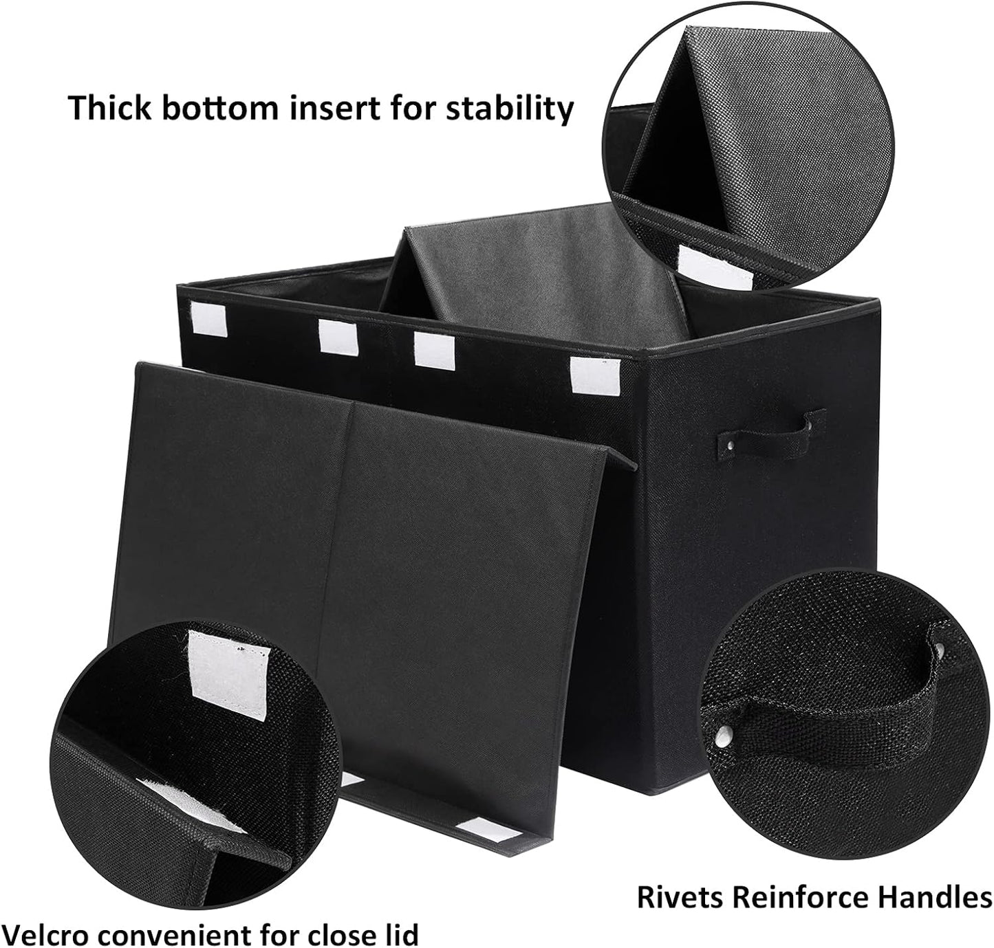 popoly Large Toy Box Chest Storage with Flip-Top Lid, Collapsible Kids Storage Boxes Container Bins for Toys, Playroom Organizers, 25"x13" x16" (Linen Black)