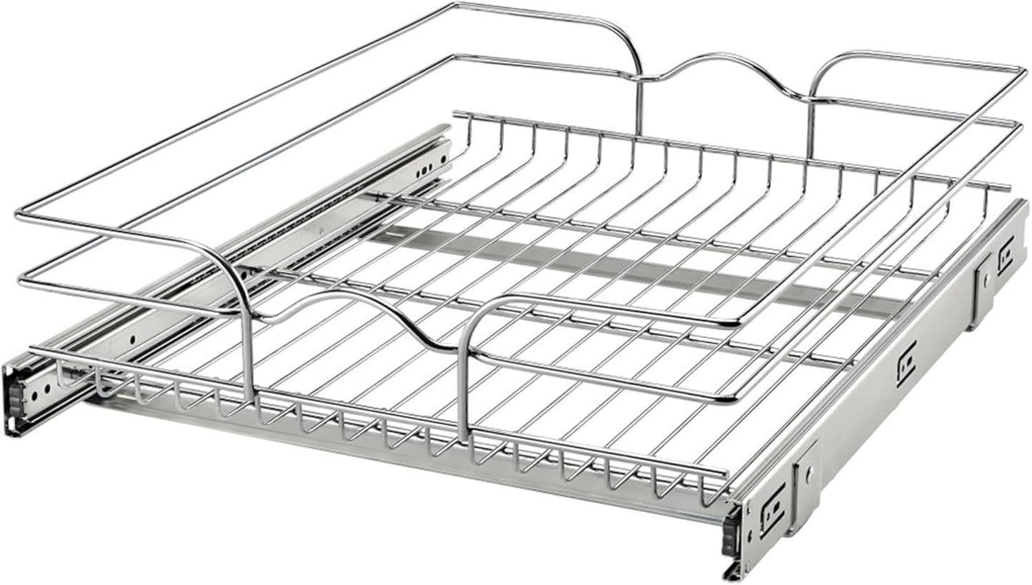 Rev-A-Shelf Kitchen Cabinet Pullout Shelf and Drawer Organizer Slide Out Pantry Storage Basket in Multiple Sizes, 18 x 22 In, 5WB1-1822CR-1
