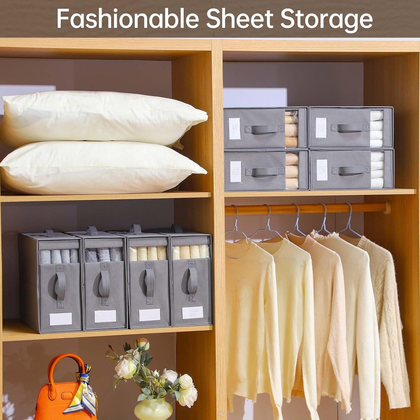 Bed Sheet Organizers and Storage,8 Pack Linen Closet Organizers and Storage, Foldable Bedding Storage for Bedsheets,