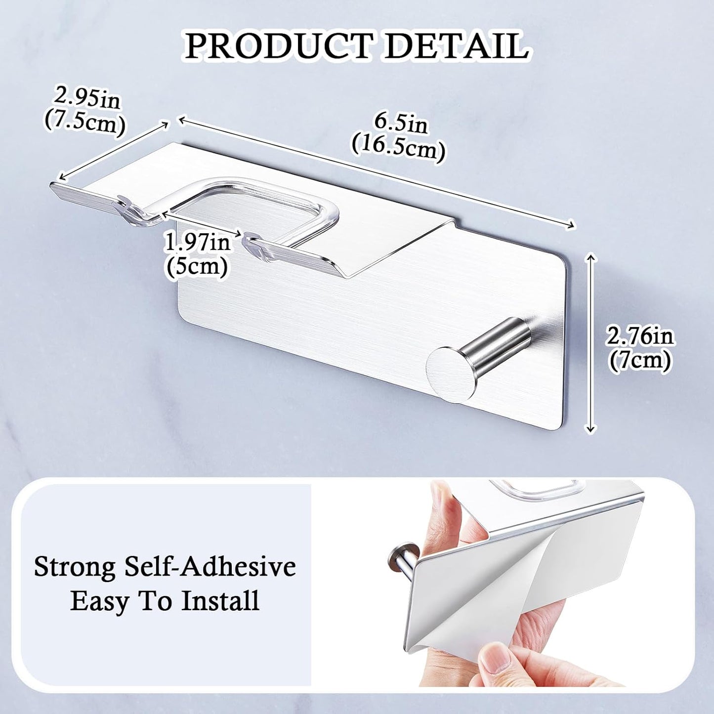 Hair Dryer Holder Wall Mount, Blow Dryer Holder for Wall, Adhesive Hairdryer Holder, Stainless Steel Blowdryer Holder, Bathroom Hair Tool Organizer, Hair Dryer Hanger Hook with Cord Storage (Silver)