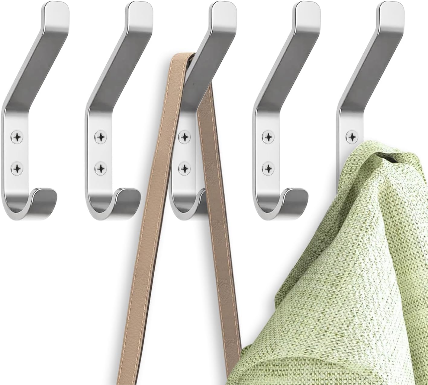 GlazieVault Coat Hook– Door Hook (10 Pack) - Heavy Duty Wall Mounted - Premium Design Rust Free Hooks