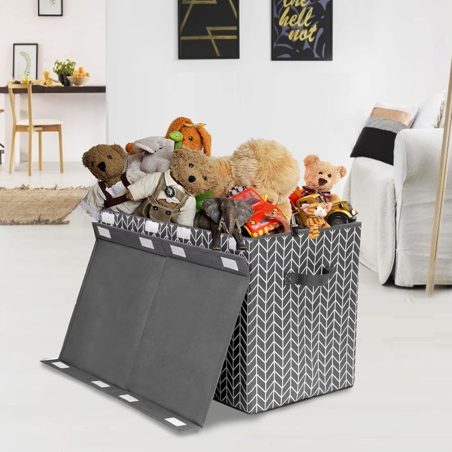 Mayniu Large Toy Box Chest Storage Bins with Lid, Toys Organizers Storage Boxes Basket with Sturdy Handles for Boys, Girls, Living Room,Nursery, Playroom, Bedroom (Grey)