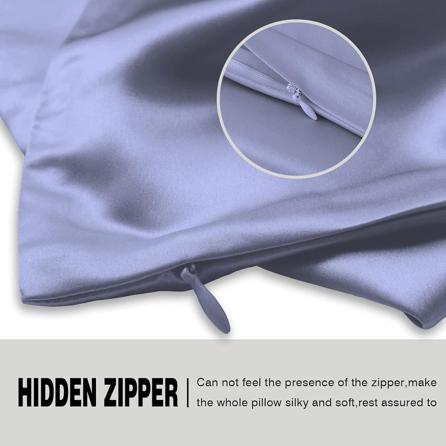 Silk Pillowcase for Hair and Skin,Soft,Breathable and Sliky 100% Queen Silk Pillow Case Set of 2,Both Sides Natural Mulberry Silk Pillowcases with Hidden Zipper(Queen Size 20"X 30",2pcs)