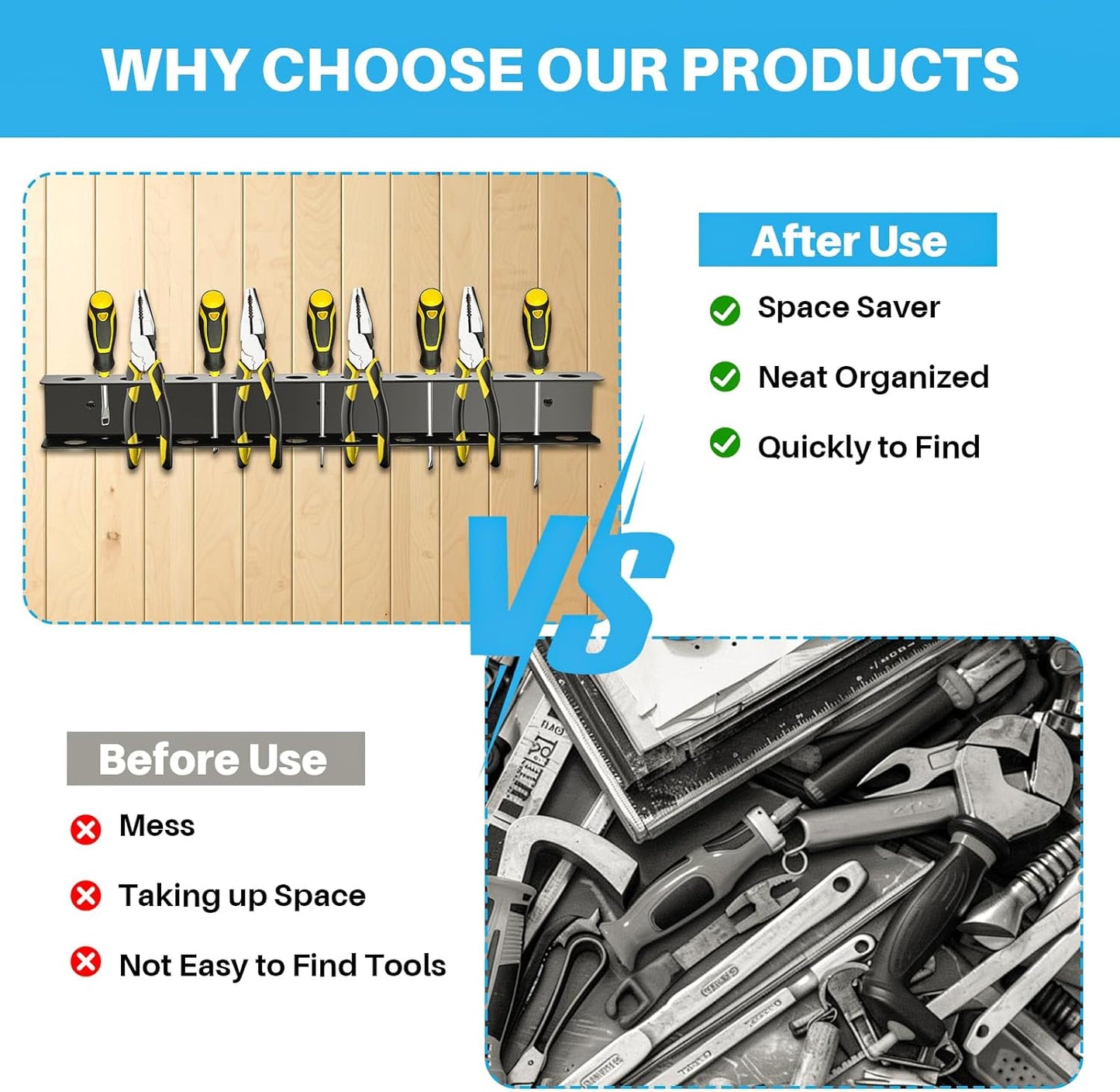 TSUMAZRURE Screwdriver Wall Rack, Screw Driver Holder and Screwdriver Rack, Tool Organizer Rack with Screw Driver Holders Organizers, Wall Mounted Tool Rack for Garage Tool Storage Rack (black)