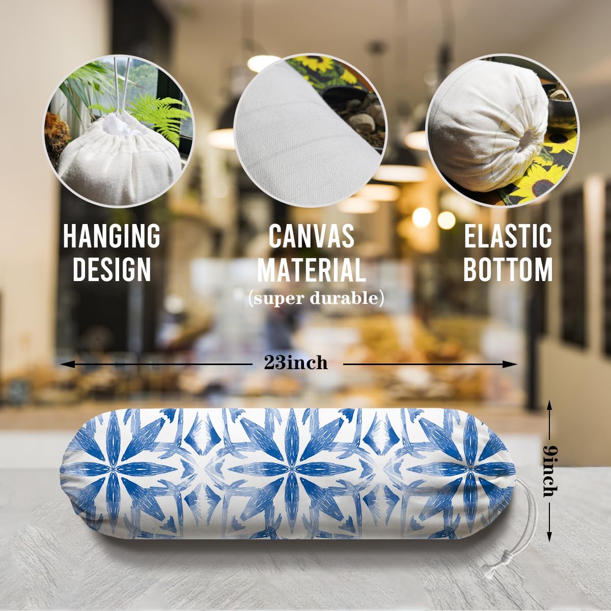 Navy Blue Plastic Bag Holder, Reusable Grocery Bags Holder, Wall Mount Trash Bags Dispenser for Home Kitchen Cabinet, Pantry Organization, Kitchen Pattern Garbage Bag 66