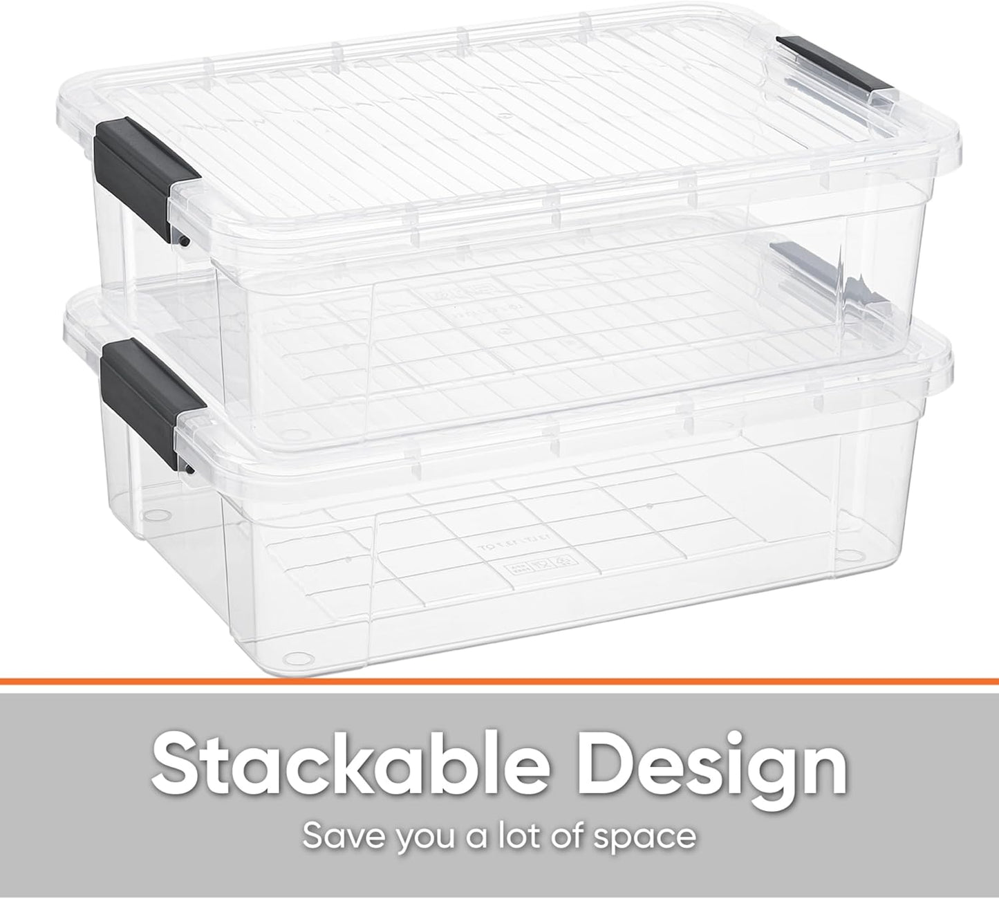 Superio Clear Storage Boxes with Lids, 13.7 Quart Plastic Container Bins for Organizing, Stackable Crates, BPA Free, Non Toxic, Odor Free, Organizers for Home, Office and Dorm, 6 Pack