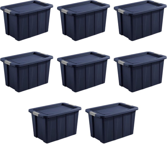 Sterilite 8-Pack Storage Bins with Lids, Heavy Duty Totes, Tuff1, 30 Gallon, Dark Indigo