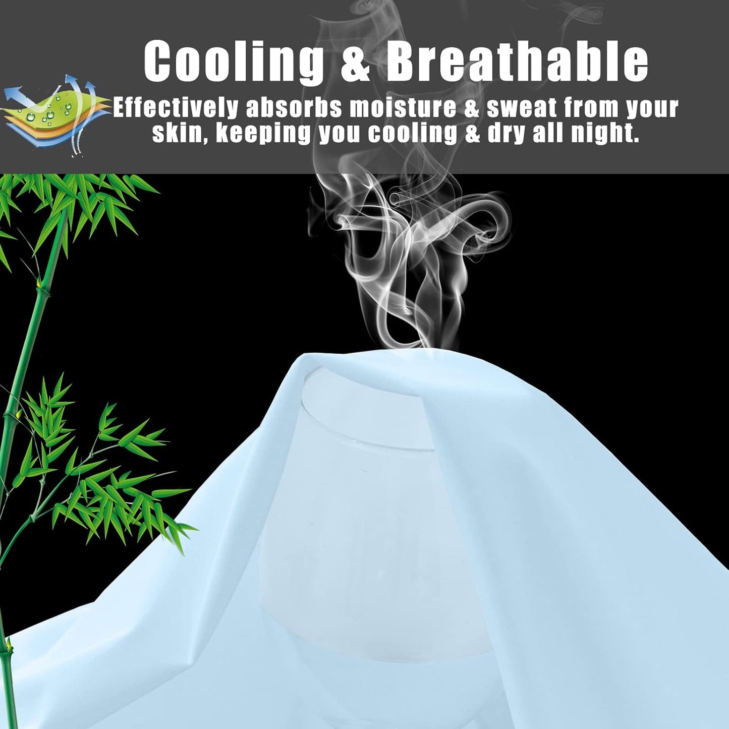 Pillow Cases King Size 2 Pack, Bamboo Rayon Cooling Pillowcases with Envelope Closure, Cool Breathable Pillow Case for Hot Sleepers & Night Sweats, 20x40 inches,Aqua Blue