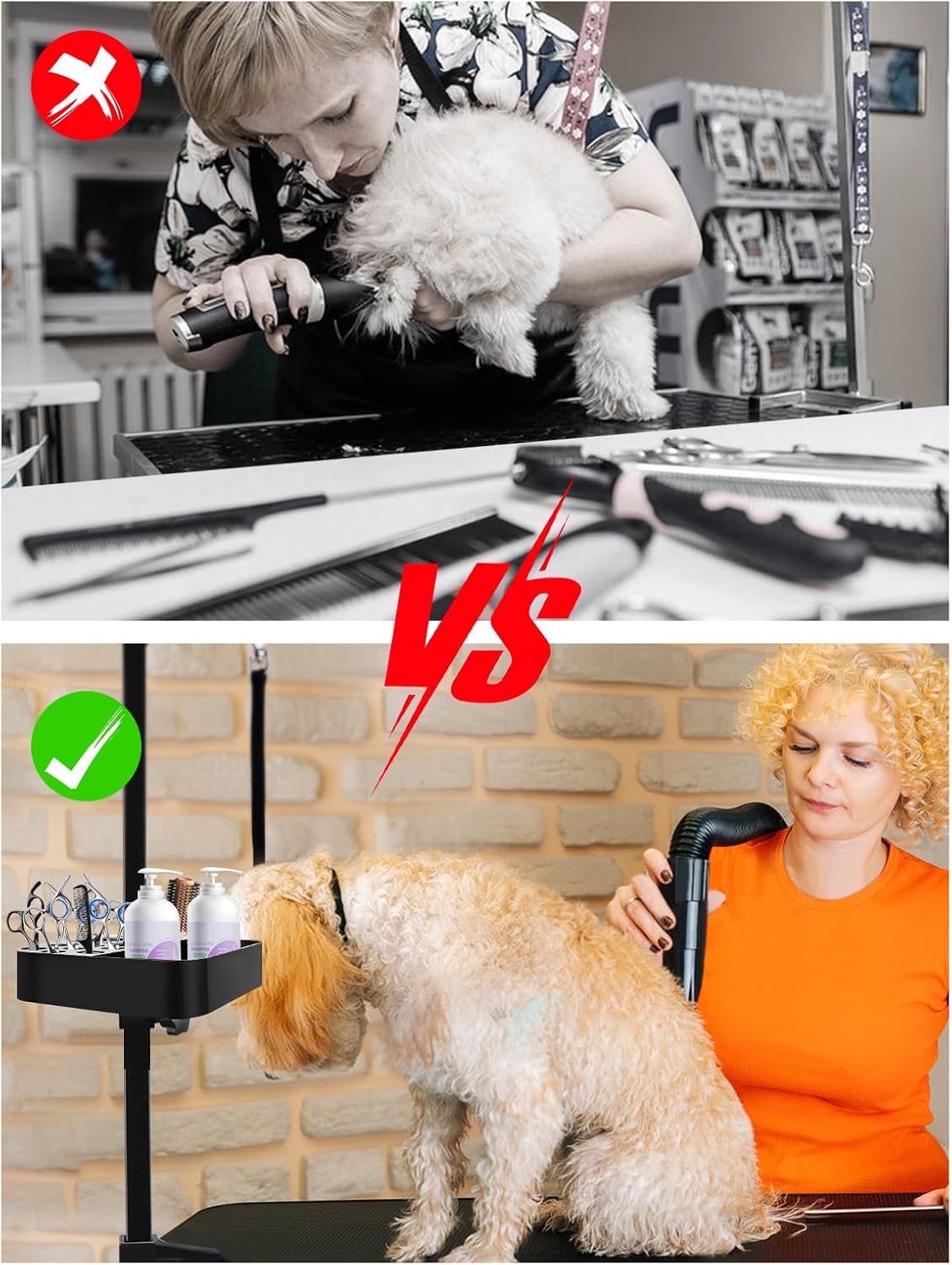 Kalolary Portable Dog Grooming Tool Holder - Rotatable Organizer for Pet Grooming Table & Accessories - Scissors, Clips, Brushes Storage