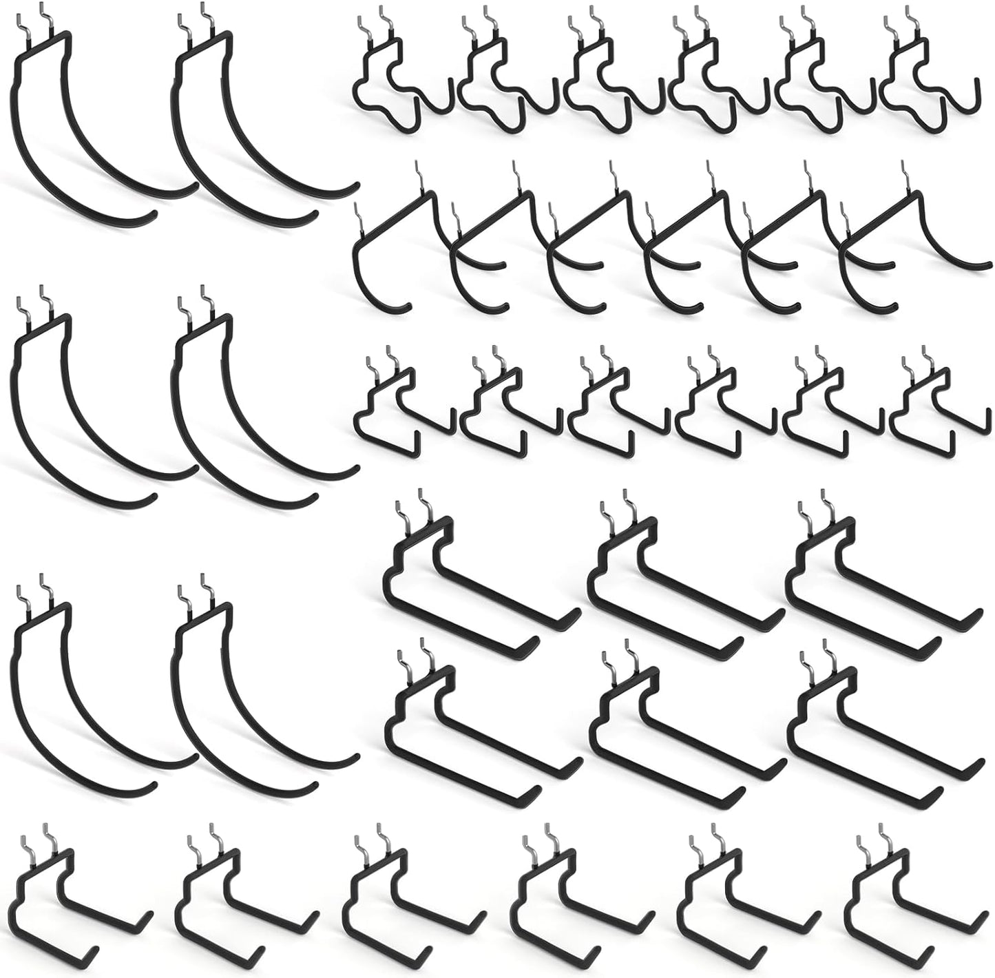 INCLY 36 Pack Heavy Duty Pegboard Hooks, 1/4" Pegboard Drill Holder Tool Utility Hooks, Peg Board Tool Hangers Accessories for Hanging Power Tools, Drill, Hammer, Workbench, Garage