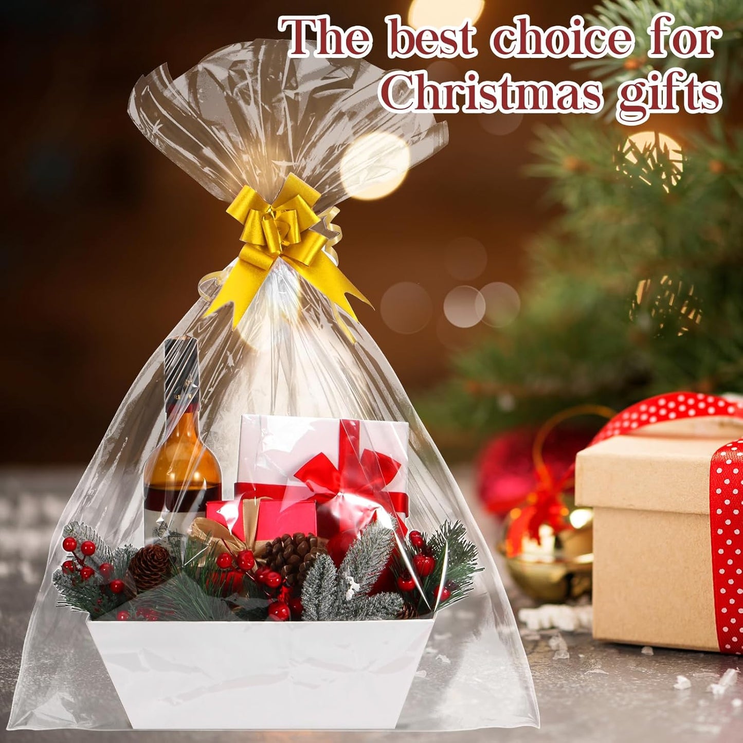 AFOROEOA 10PACK White Baskets For Gifts Empty, 10x12”Thick Kraft Gift Basket with 10 Bows 10 Bags Empty Gift Baskets for Christmas, Easter, Birthdays, Snacks, Farmers Market