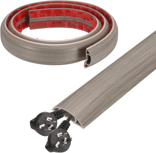 HARFINGTON 4ft Cord Cover Floor W0.6 x H0.33 Inner Channel PVC Hide Extension Cable Floor Wire Hider Wire Covers Protector for Prevent Cable Trips Cables Management, Light Grey
