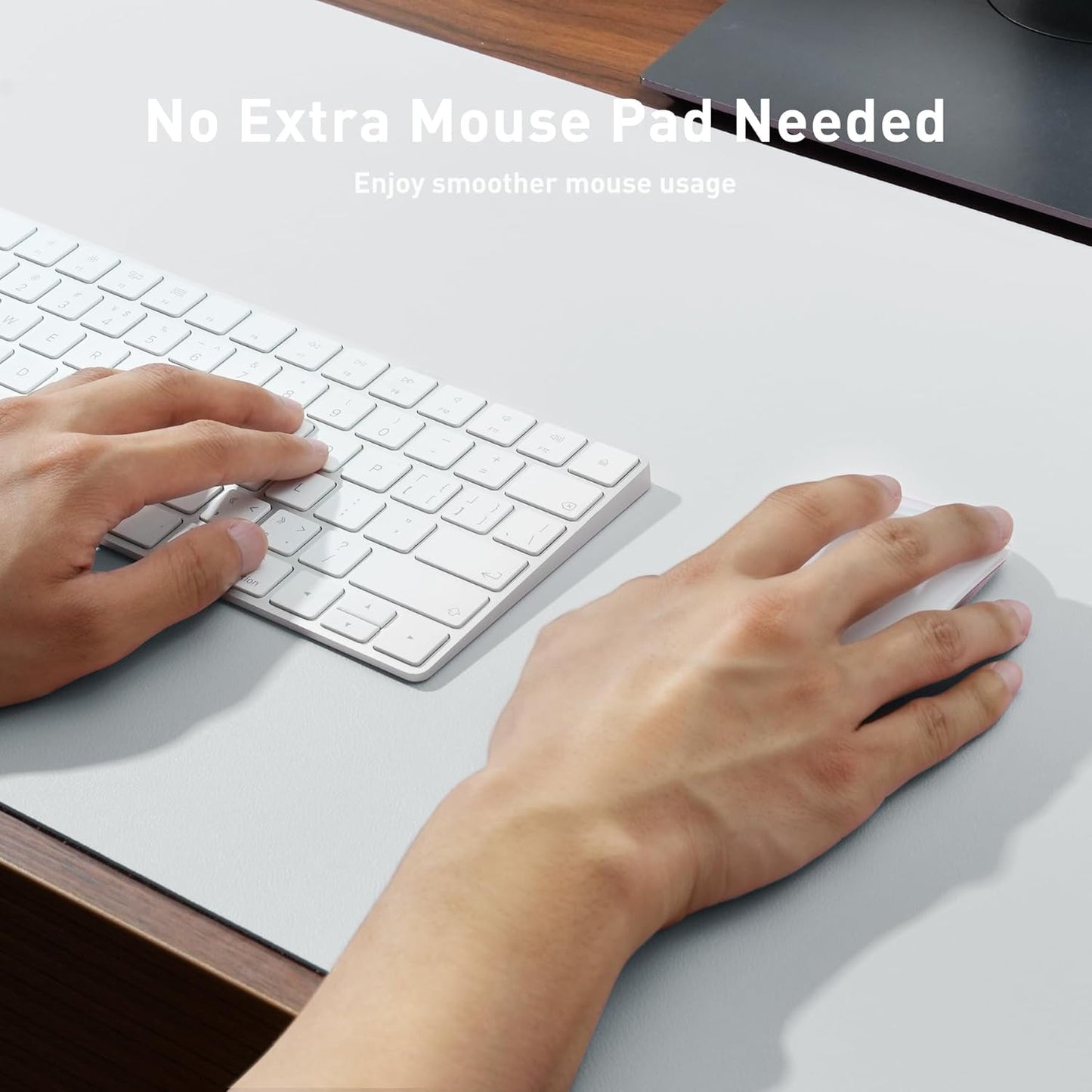 Aothia Leather Desk Pad Protector, Office Mat, Large Mouse Pad, Non-Slip PU Leather Blotter, Laptop Desk Pad, Waterproof Writing Pad for Office and Home (Barely Grey, 31.5" x 15.7")
