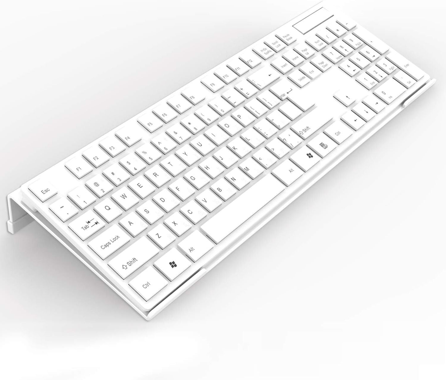 Acrylic Tilted Computer Keyboard Stand for Ergonomic Typing, Keyboard Tray Holder with Silicone Non-Slip Case, White
