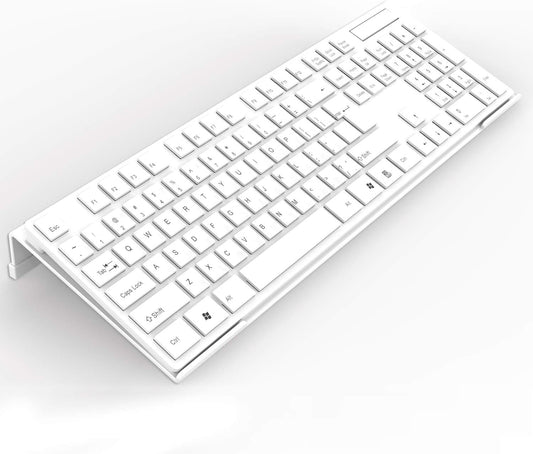 Acrylic Tilted Computer Keyboard Stand for Ergonomic Typing, Keyboard Tray Holder with Silicone Non-Slip Case, White