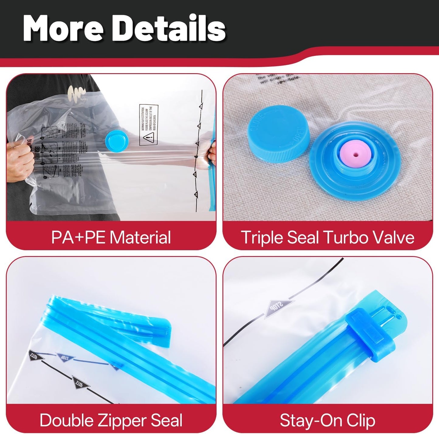8 Pack Jumbo Vacuum Storage Bags,Vacuum Seal Bags for Clothing,Space Saver Bags,Comforters, Blankets, Bedding
