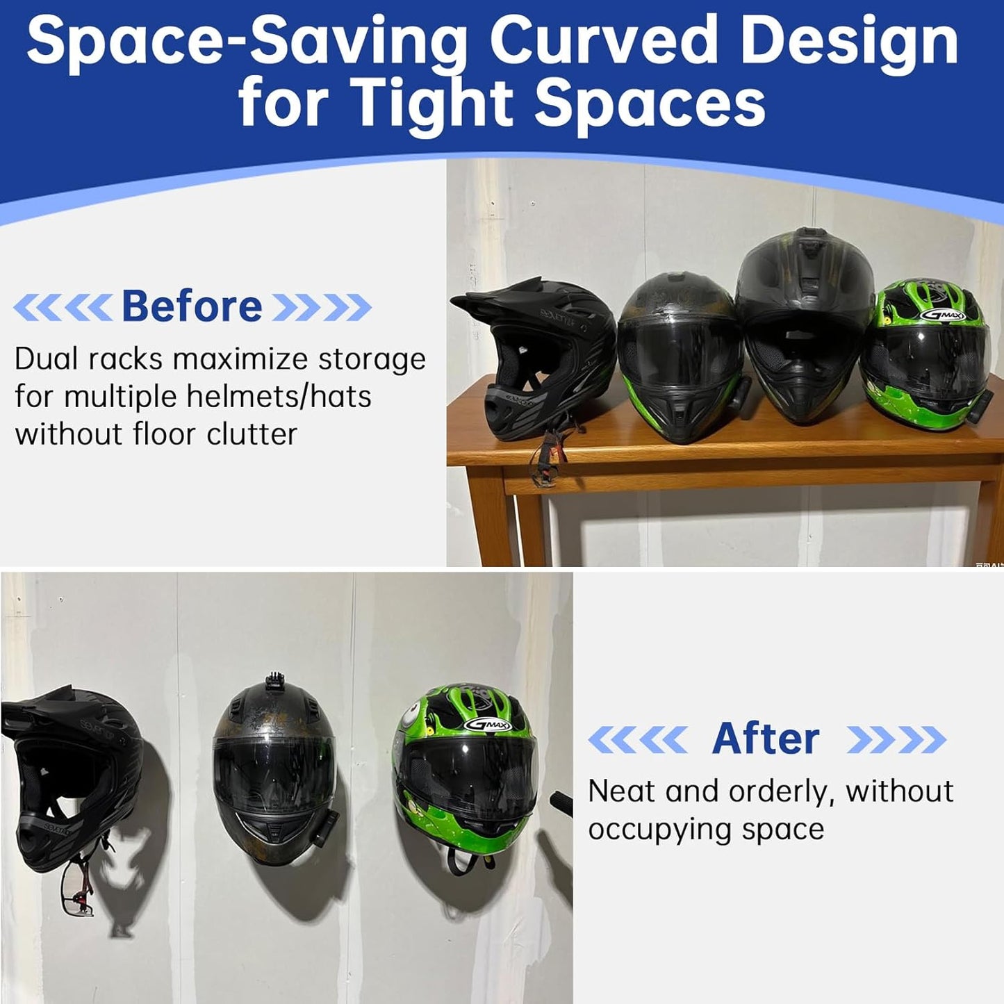 2-Pack Wall-Mounted Multi-Purpose Helmet Storage Display Rack - Durable Metal Hanger Hook for Equestrian, Motorcycle, Baseball, Hockey, Rugby & Electronic Helmets | Heavy-Duty Construction with Screws