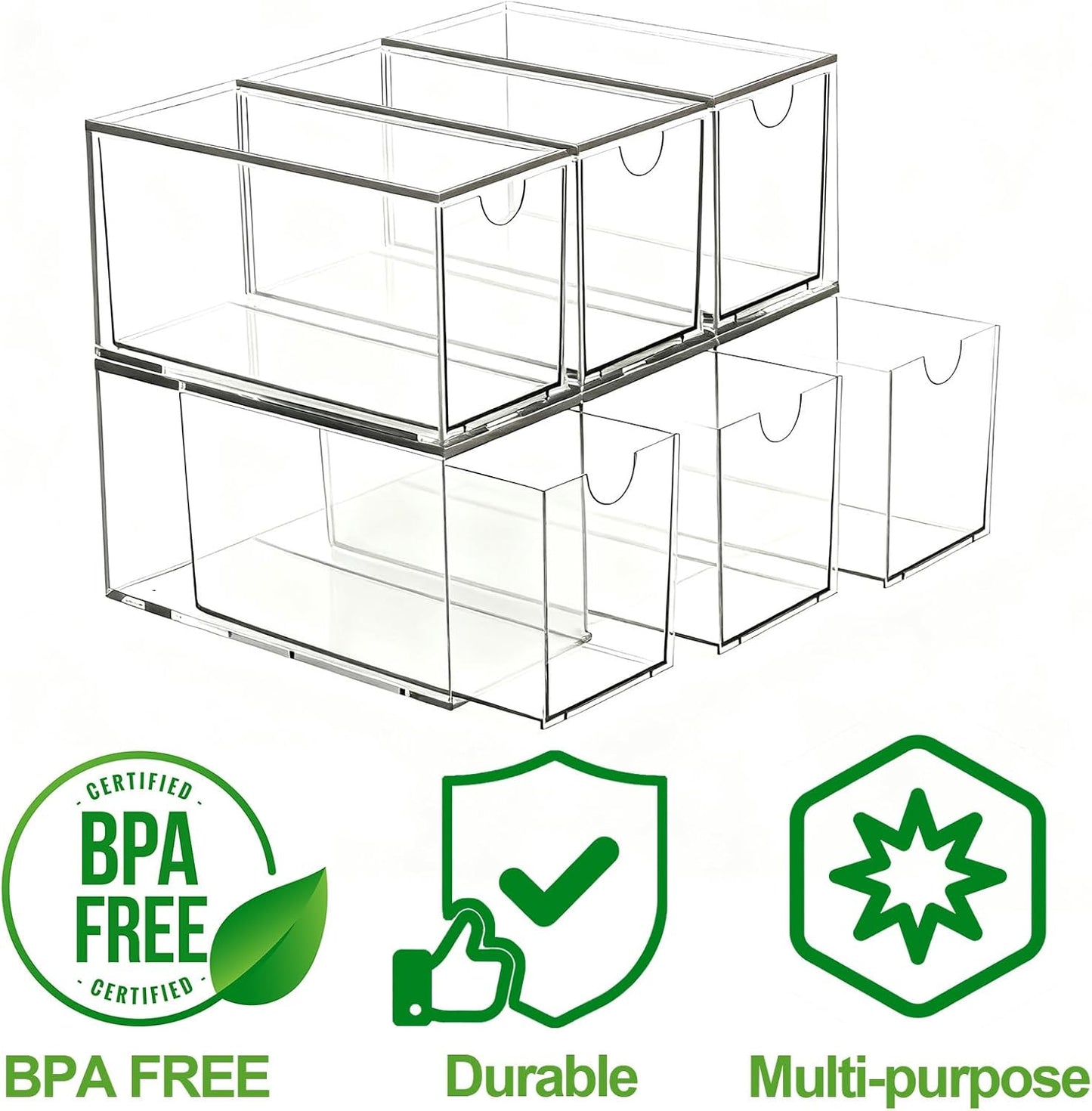 2 Pack Stackable Tea Bag Storage Organizer Drawers – Clear Acrylic Tea Bag Holder for Cabinet, Drawer, Pantry, Countertop – Kitchen Tea Storage Container