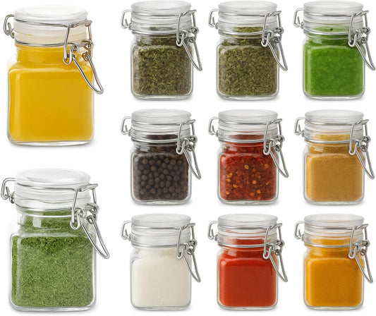 12 Pack Spice Jars, 4 oz Glass Containers with Airtight Lids, Small Herb Jars with Labels for Kitchen Storage