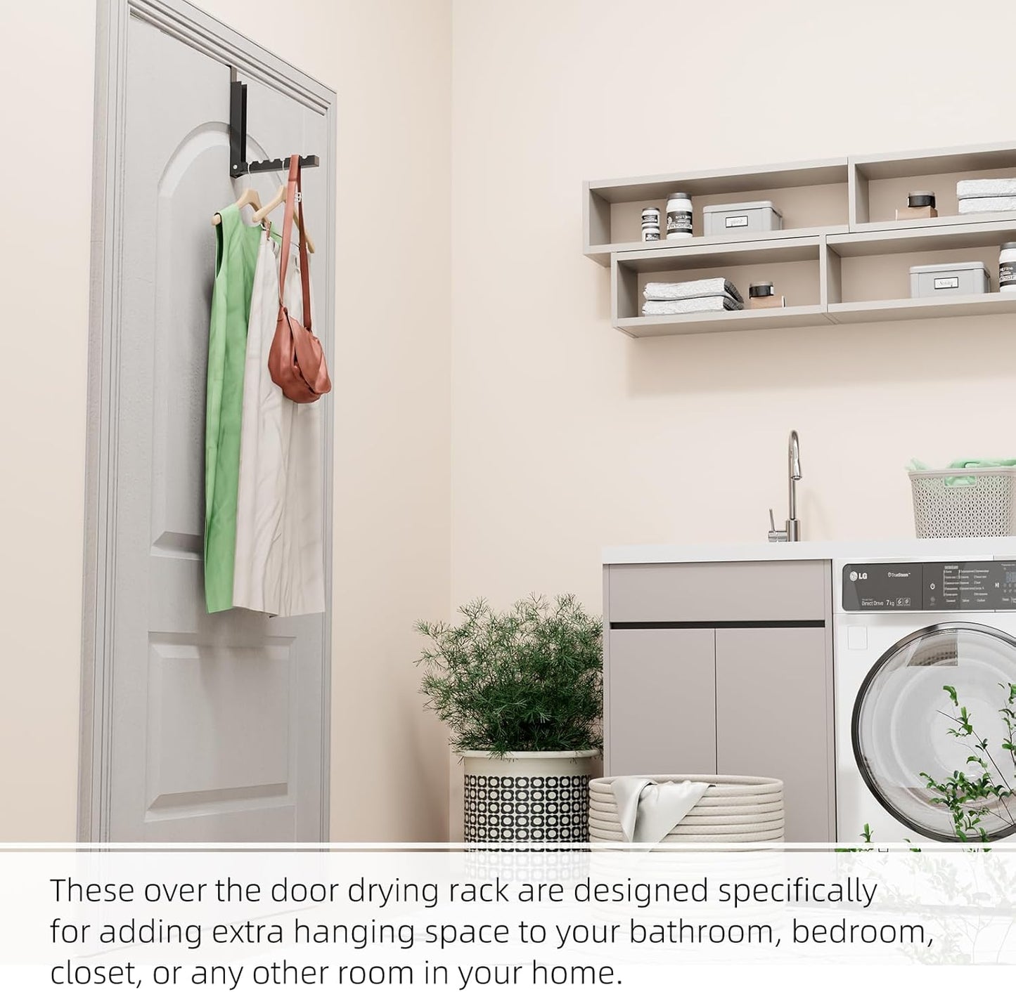 BAKON Over The Door Hanger Folding Clothes Drying Rack, Folding Hanging Coat Rack for Indoor Laundry Room Compact Small Space Foldable Portable Clothing Hanger Hook Collapsible- 4 Pack(Black)