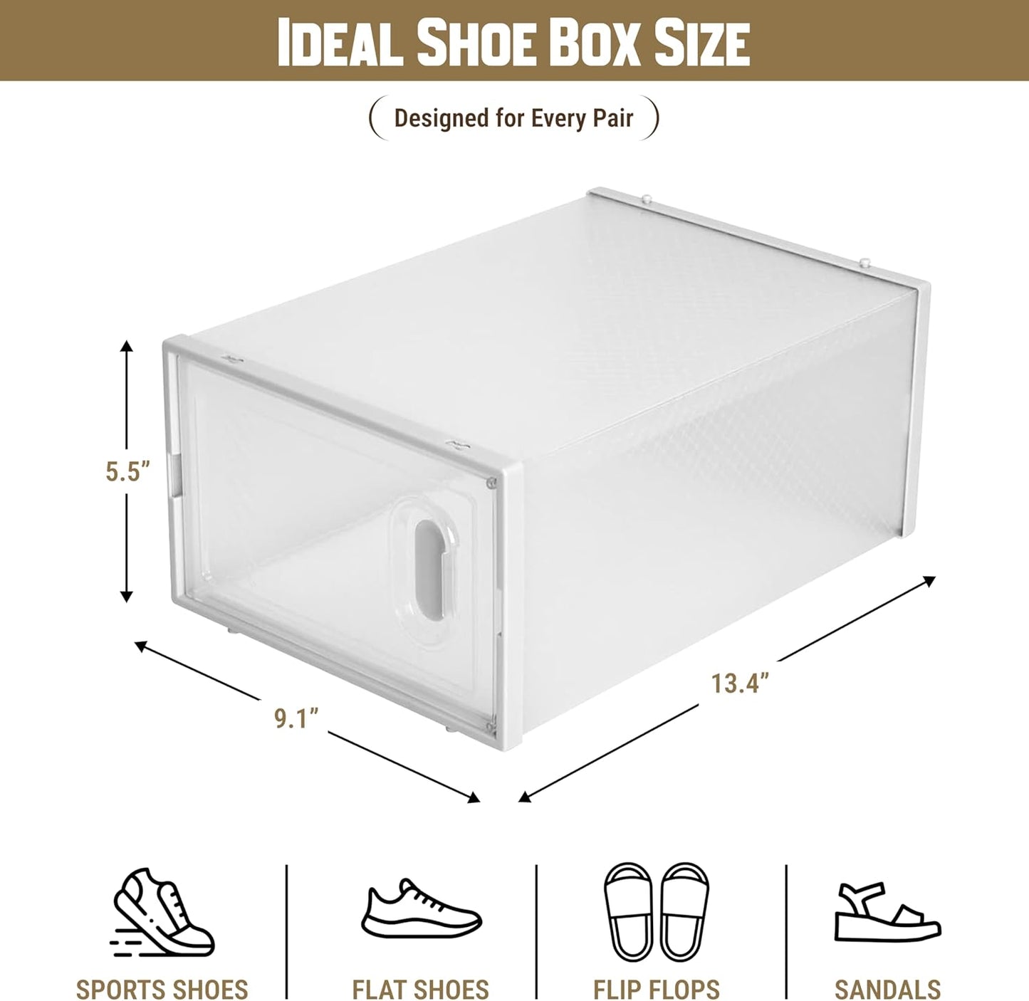 Shoe Storage Boxes 18 Pack Clear Plastic Stackable – White Shoe Organizer Box w/ Door for Closet, Entryway & Bedroom – Foldable Plastic Shoe Cabinet Storage for Men’s & Women’s Shoes (US Size 5–10)