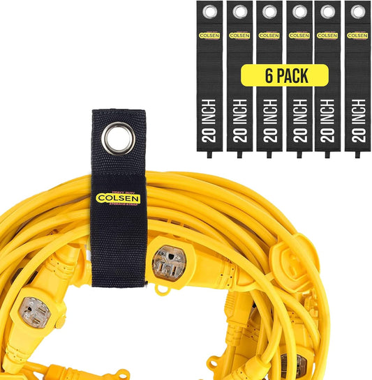 COLSEN Storage Strap – 20 inch large Heavy Duty Garage Organization Cable Keeper Wire Holder Outdoor rope strap Hose Hanger for extension cords RV Organizers Garden Anchor Marine Workshop (6Pack)