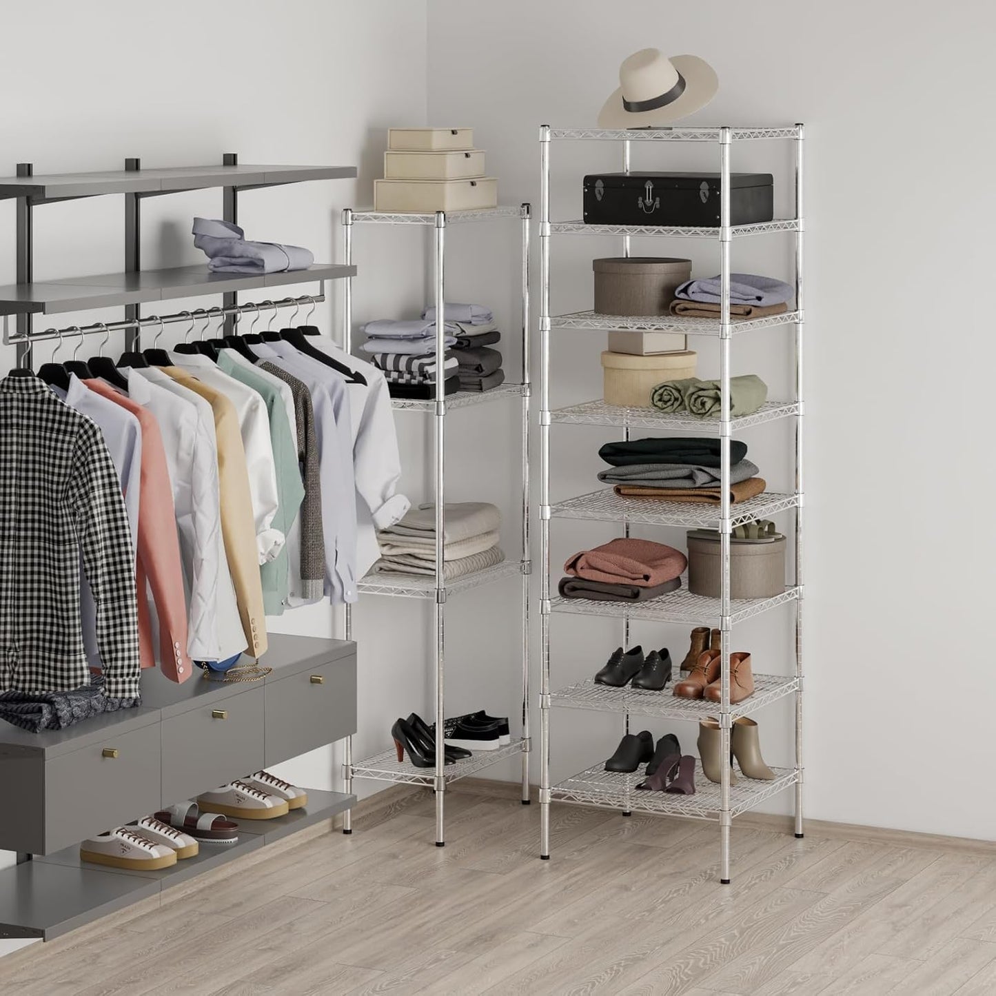 24" Deep x 24" Wide x 86" Height Wire Shelving Kit | 8-Tier | NSF Commercial Storage Rack Unit
