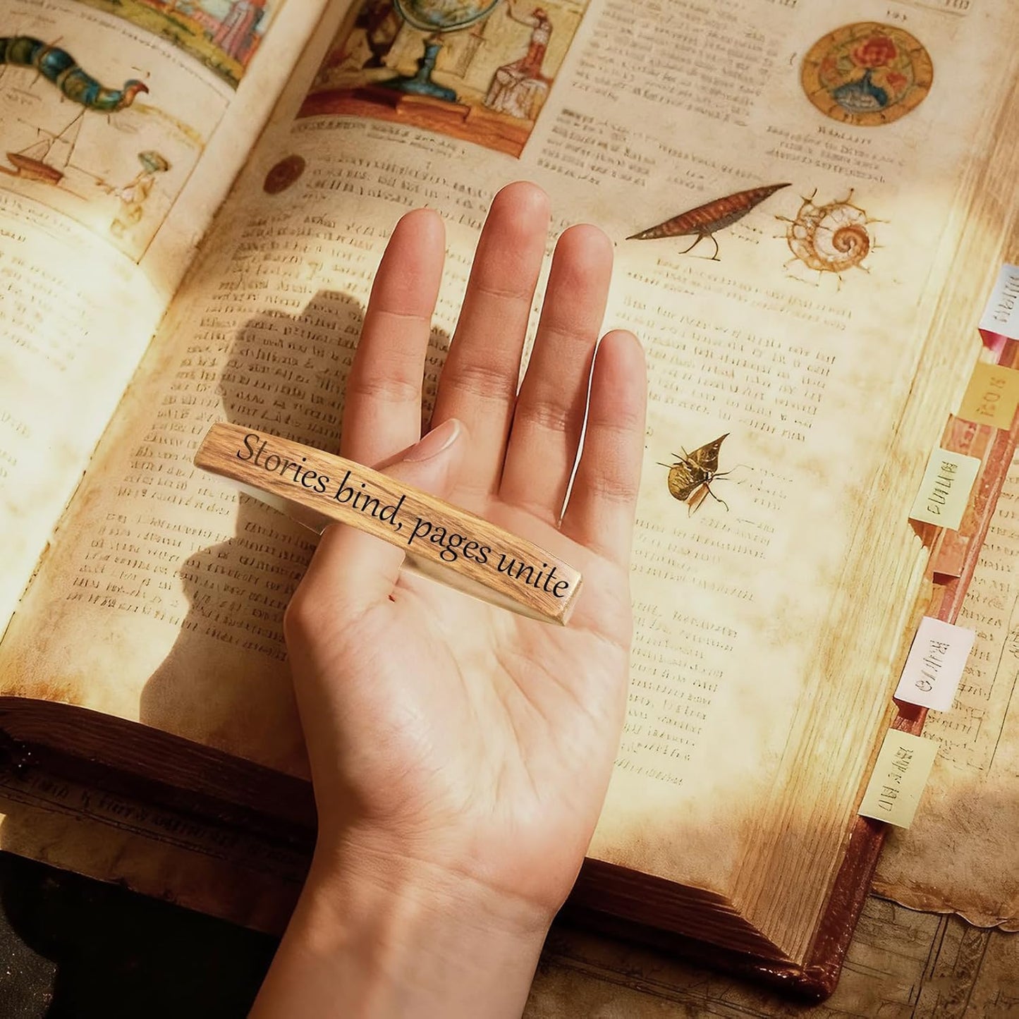 Personalized Book Page Holder Engraved Text - Custom Wooden Thumb Page Holder Wood Reading Accessory (wx03)