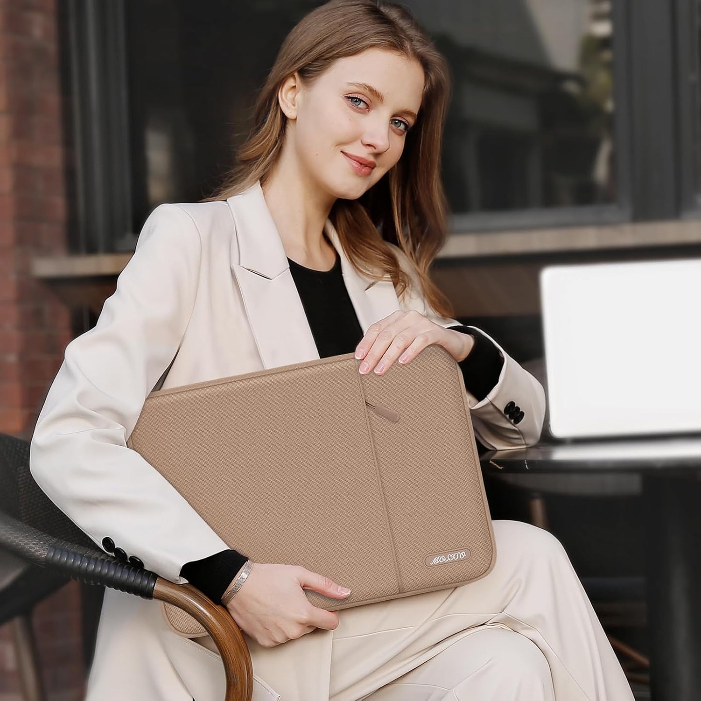 MOSISO Laptop Case 14 inch, 14 inch Laptop Sleeve Compatible with HP Lenovo Dell ASUS Acer, HP Stream, Dell Latitude, Lenovo IdeaPad, Polyester Vertical Computer Sleeve Bag with Pocket, Bronze Brown