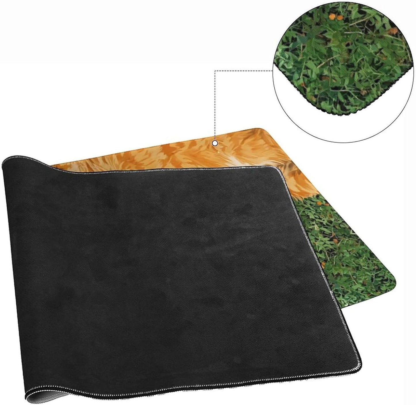 Cozy Cat Large Mouse Pad, Grass Daisy Gaming Desk Mat, XXL Keyboard Desk Pad Mat for Desktop, 35.4"x15.7" Non-Slip Base Big Mousepad with Stitched Edges