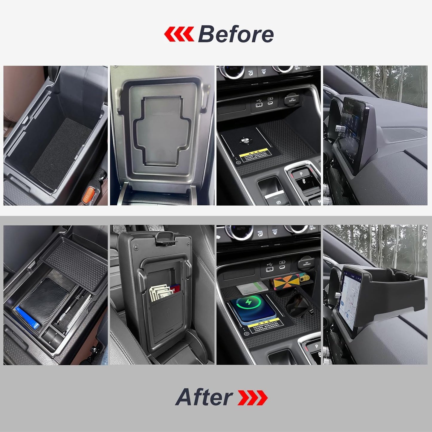 4PCS Center Console Organizer Compatible with 2023 2024 2025 2026 Honda CRV EX-L/Sport-L Hybrid Dashboard Tray and Armrest Storage Box Armrest Hidden Tray Interior Accessories