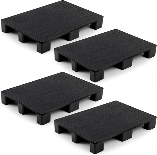 2 Pcs Plastic Pallet for Basement Storage Easy Stack Lightweight Floor Pallet Display Flooring Room Supermarket Christmas, Support up to 2000 Lbs (31.5'' L X 24'' W X 4.7'' H,Black)